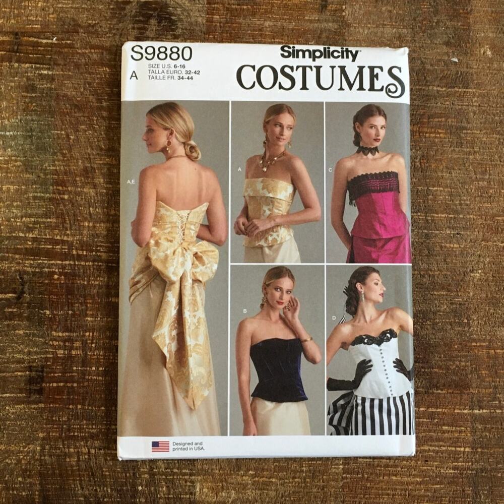 Simplicity Sewing Pattern S9880 Corset Formal Evening Prom Wedding 6-16 UNCUT